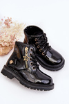 Girls' patent leather ankle boots with zipper black Felori