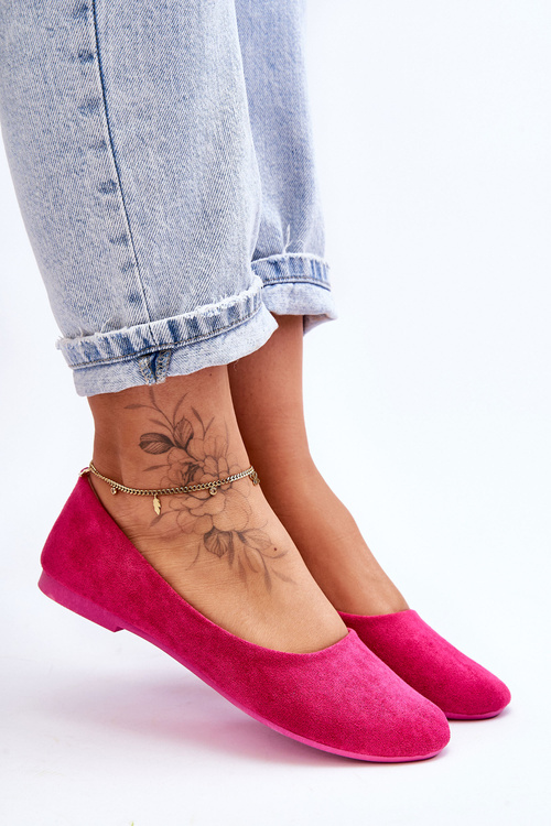 Women's Suede Ballerina Flats Fuchsia Lasota