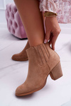 Women's Heeled Boots Suede Beige Gomen