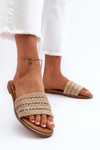 Women's Sandals with Woven Strap on Flat Heel Beige Radians