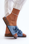 Women's Blue Suede Cork Platform Sandals Jaihini