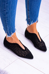 Lu Boo Black Suede Women's Slip-on Half Shoes Synthia