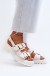 Women's Sandals with Buckles Eco Leather White Konanttia