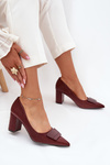 Block Heels With Decoration Burgundy Celira