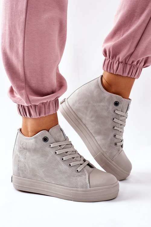 Trampki Skórzane Ukryty Koturn Big Star Szare II274093