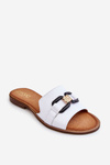 Klapki Skóra Damskie Białe Lewski Shoes 3270