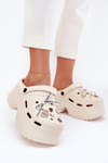 Women's sandals on a chunky platform with embellishments beige Vivira
