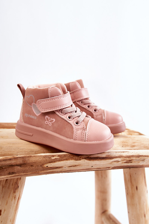 Children's High Sneakers With Velcro Pink Cheezi
