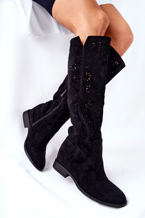 Lace-up Boots With Hidden Heel Black Lara
