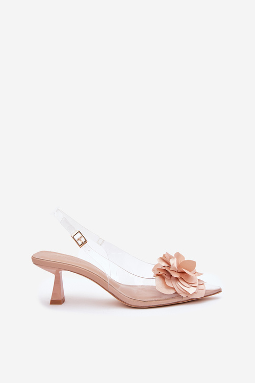 Transparent High Heels With Decorative Flower Nude Risalie