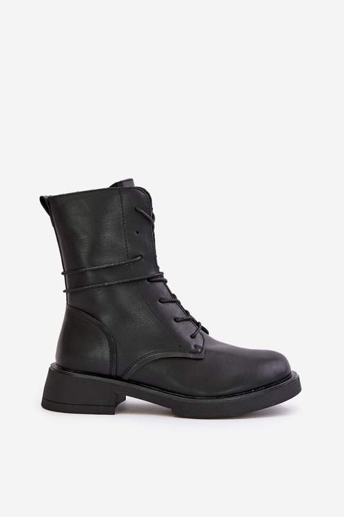 Botki Workery Eko Skóra Ocieplane Czarne Ellittia