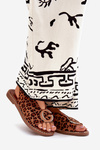Flat Sandals With Decoration Leopard Brown Haliones