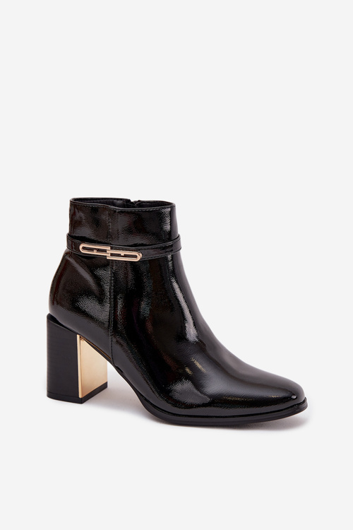 Patent leather ankle boots with strap black Dorelia