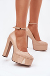 Lacquered High Heel And Platform Pumps Beige Nianka