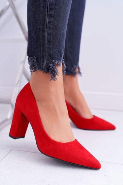 Red Suede Satisfied pumps