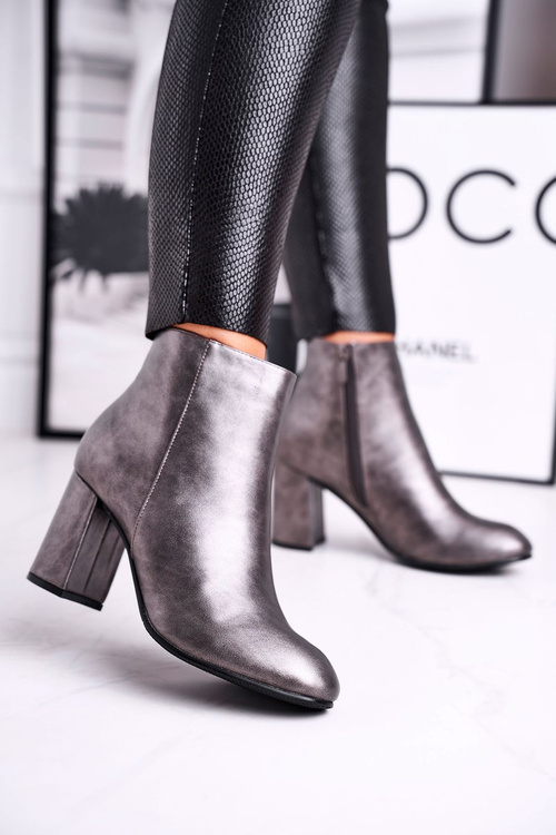 Women's Boots On High Heels Grey Gun