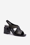 Elegant Women's High Heel Sandals in Black Eco Leather Asellesa
