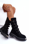 Leather High Boots with Straps Black Elnatea 