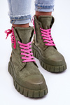 Women's Suede Boots on a Platform Green Raftera