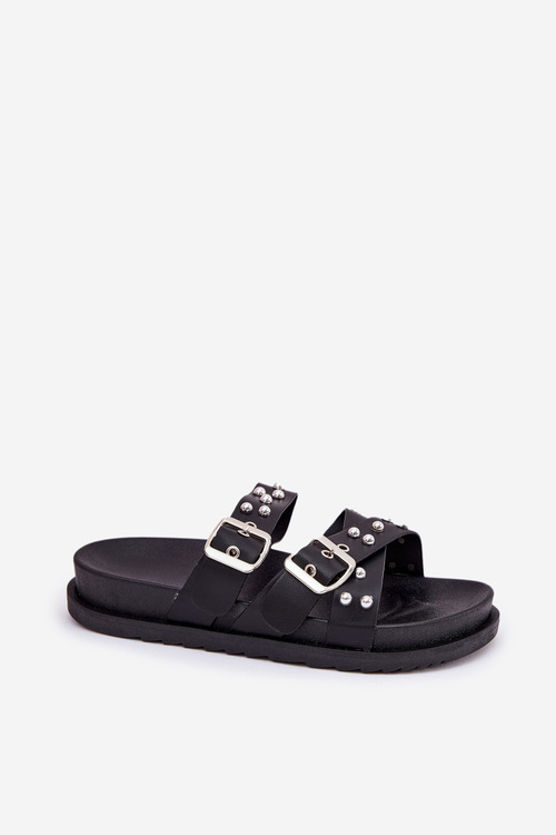 Women's Sandals With Buckles On Cork Sole Black Sercele
