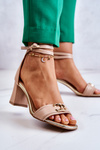 Leather High Heel Sandals Laura Messi 2425 Beige