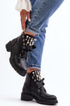 Decorated Women's Boots with Zipper Black Elonte