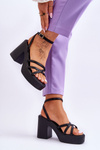 Fashionable High Heels Sandals With Straps Black Shemira