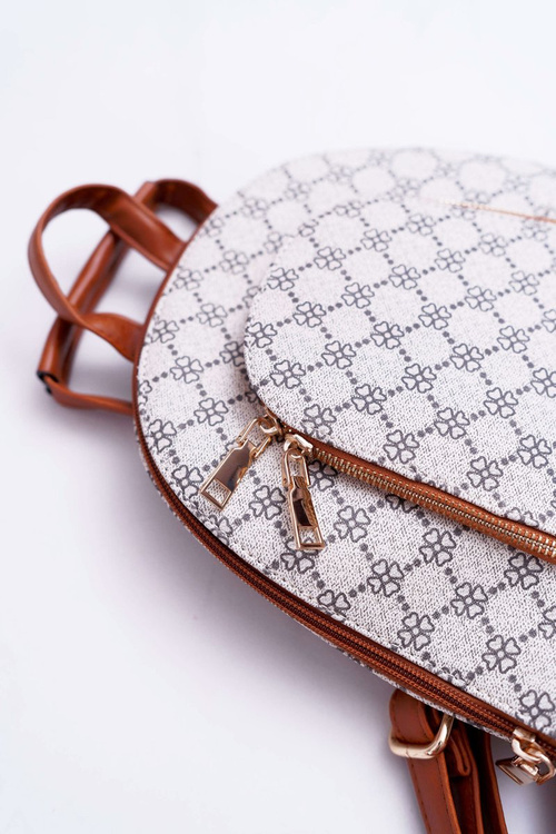 Classic Women's Backpack Beige Brown Elegant