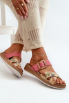 Comfortable Women's Flip Flops with Buckle in Flowers Inblu GS000051 Pink