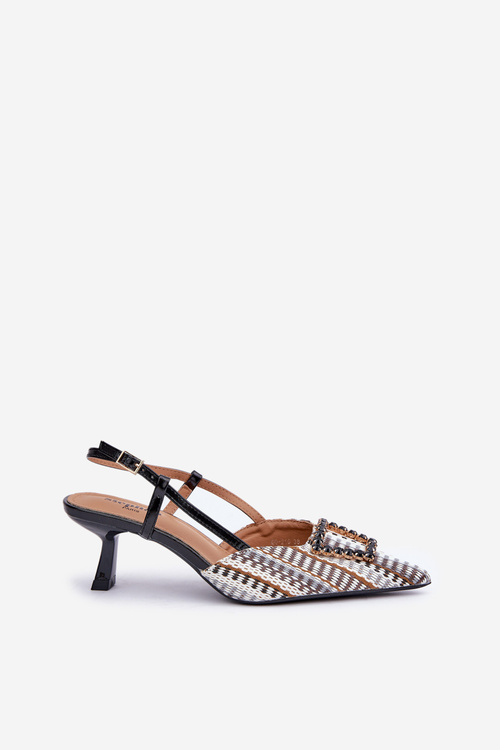 Stiletto Heels With Decoration And Open Heel Black Teminora