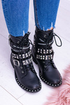 Lu Boo Black Boots with Studs Buckle Lock