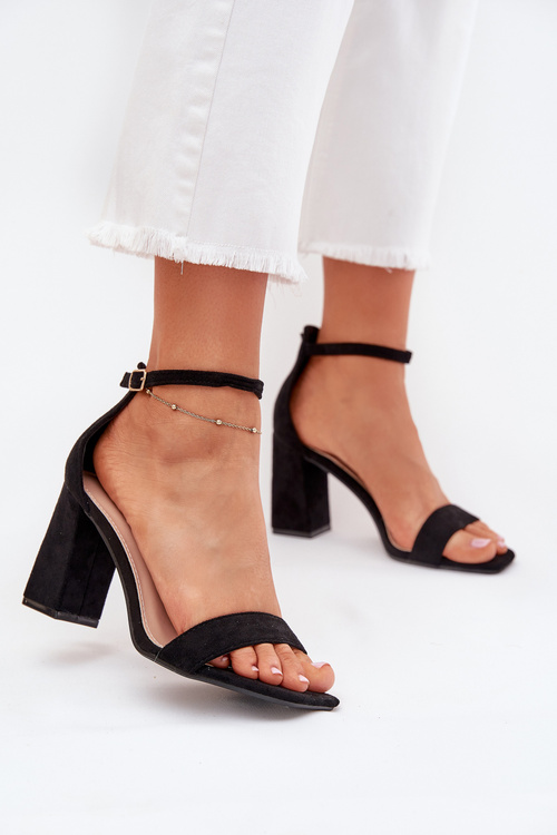 Ladies Heeled Sandals Made Of Eco Suede Black Elirae