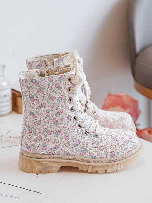 Zip-Up Lined Children's Boots Beige Dolida