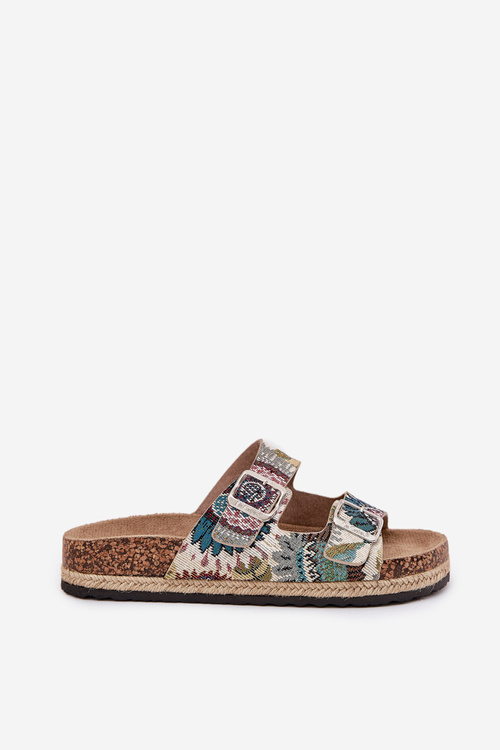 Klapki Damskie Wzorzyste Korkowa Platforma Klamry Multikolor Lee Cooper LCW-25-35-3483L