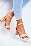 Suede Sandals On A Block Heel Vinceza 20-17058 Beige