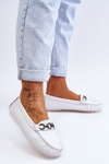 Women's Comfortable Leather Loafers White Miguel