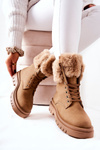 Leather Booties with fur Beige Farley