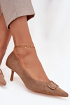 Women's High Heels with Decorative Detail Dark Beige Amelora