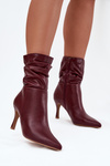 Women's ankle boots on heel with ruched shaft zipper Bordeaux Ulisse