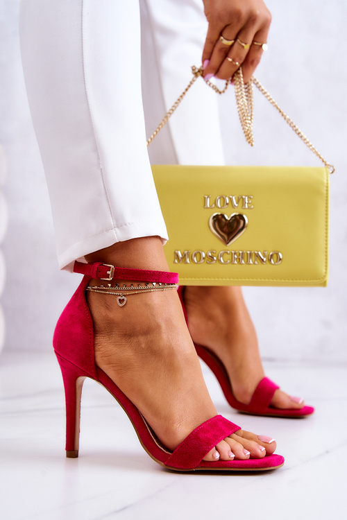 Women's Sandals On A High Heel Suede Fuchsia Massimo