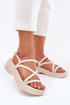 Women's Platform Sandals With Straps Light Beige Civara