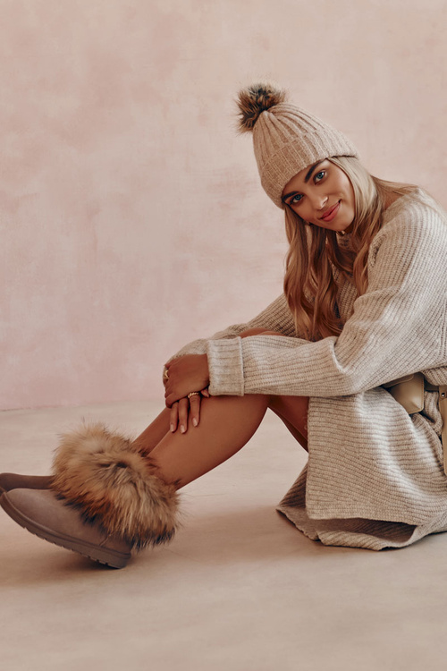 Women's Suede Snow Boots With Fur Grey Alexa