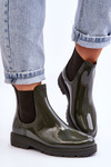 Women's Slip On Galoshes Chelsea Boots Dark Green Larone