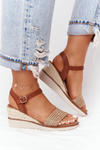 Wedge Sandals With Braids Beige Tenerife