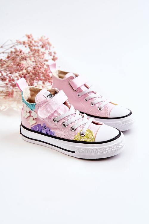 High-top Children's Fabric Sneakers Print Pink Dorry