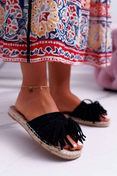 Women's Black Boho Flip Flops Vices 8458