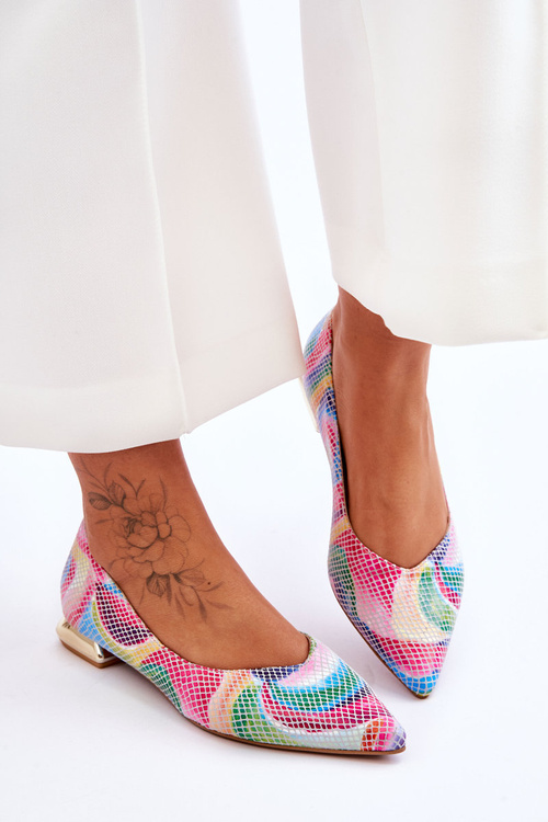 Women's Ballerinas Laura Messi Leather Tęczowe 2193
