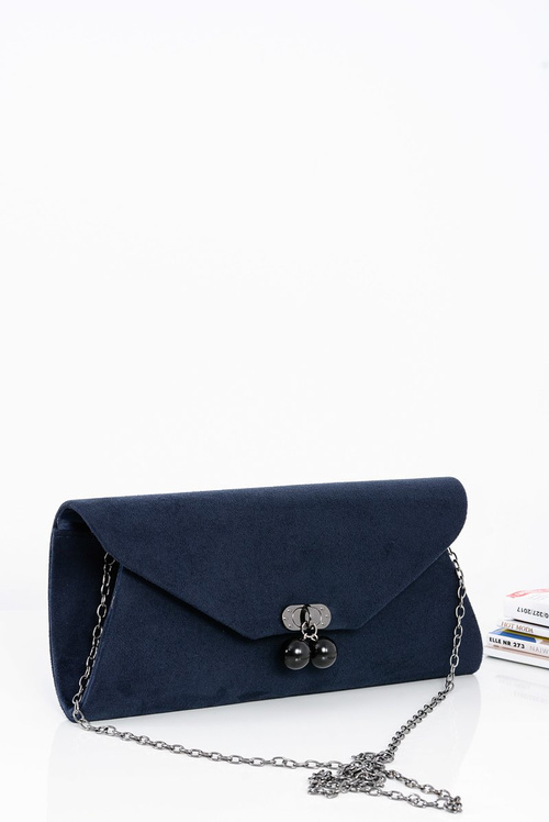Women's Suede Clutch Bag Navy Blue Chain Handbag
