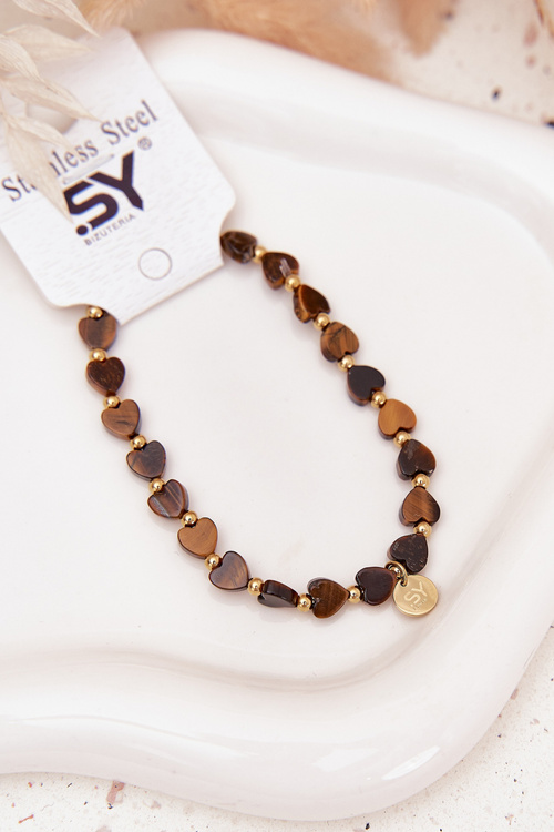 Heart-shaped bracelet made of surgical steel brown