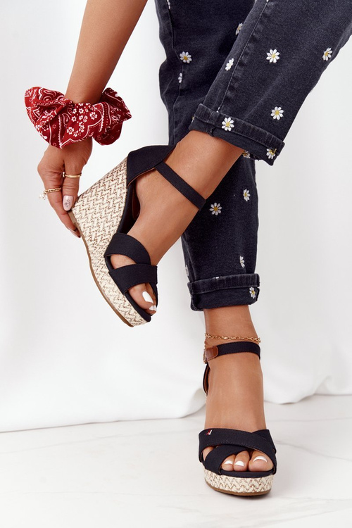 Wedge Sandals With Braids Black Lobos